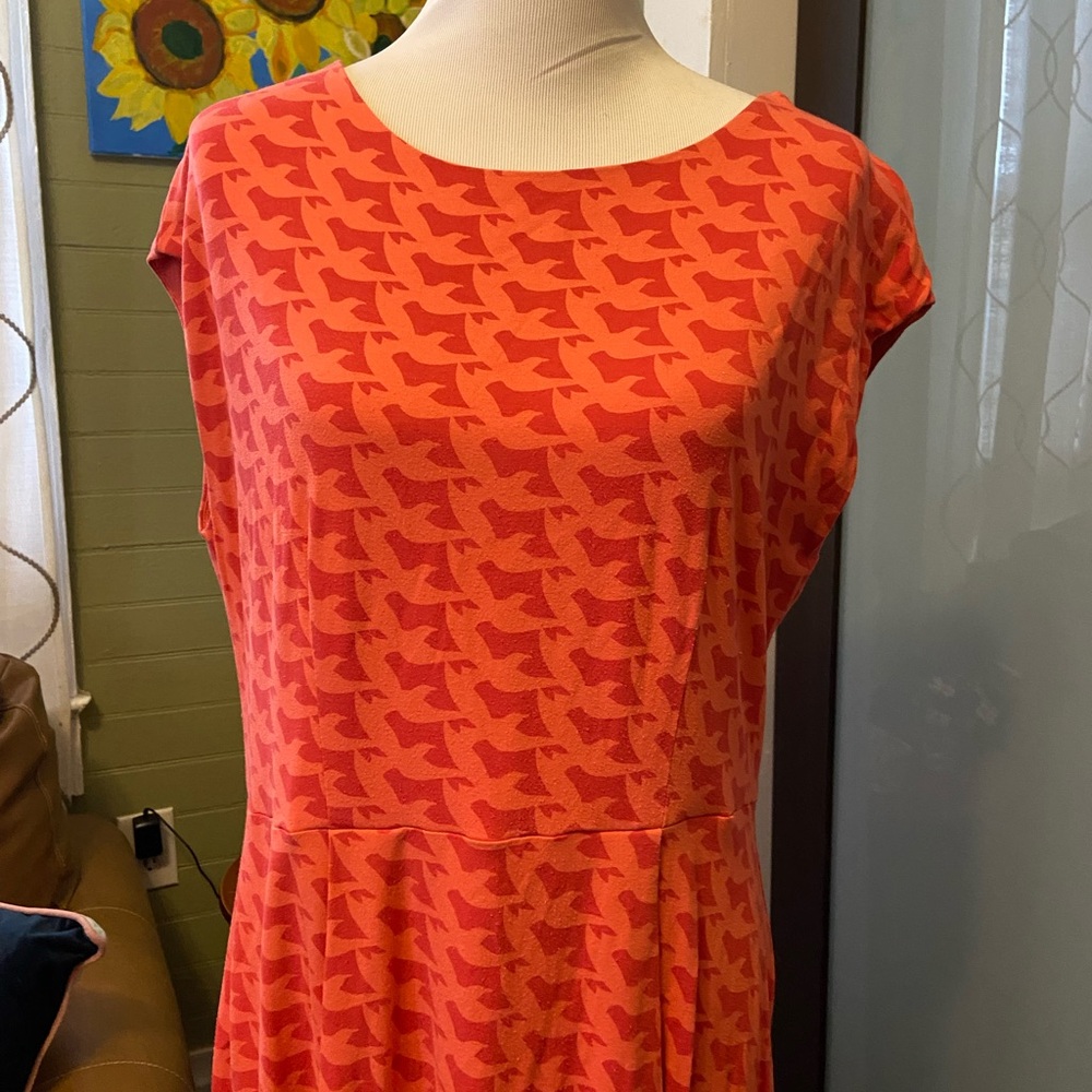 Boden Pink/Coral Bird Patterned Dress